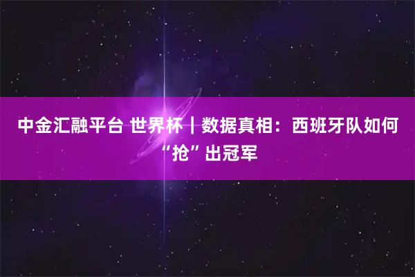 中金汇融平台 世界杯|数据真相:西班牙队如何“抢”出冠军